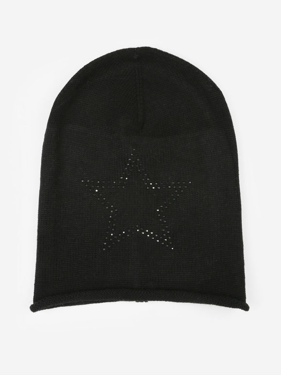 Bonnet en tricot avec étoile en strass
