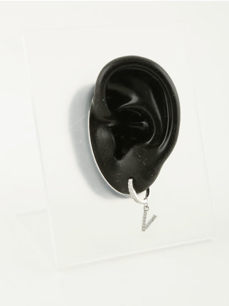 Boucle d'oreille avec pendentif lettre "V"