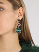 Boucles d'oreilles pendantes avec pierres et fleurs pour femme