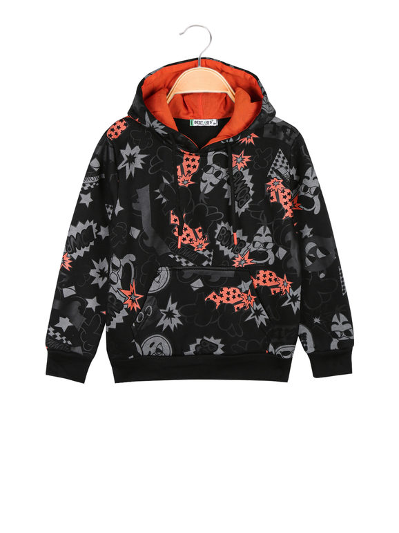 Boy's sweatshirt with hood and prints