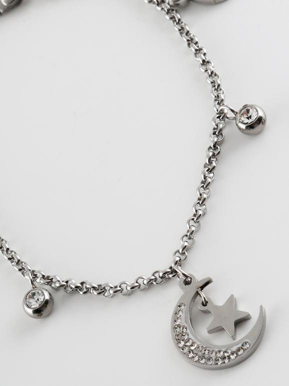 Bracelet avec pendentifs demi-lune et strass