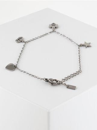 Bracelet en argent avec chaîne et pendentifs