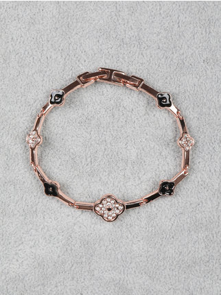 Bracelet with flowers and rhinestones for women