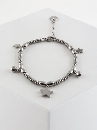 Bracelet with small star and rhinestone pendants