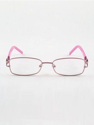 Brille mit transparenten Gläsern und Strasssteinen