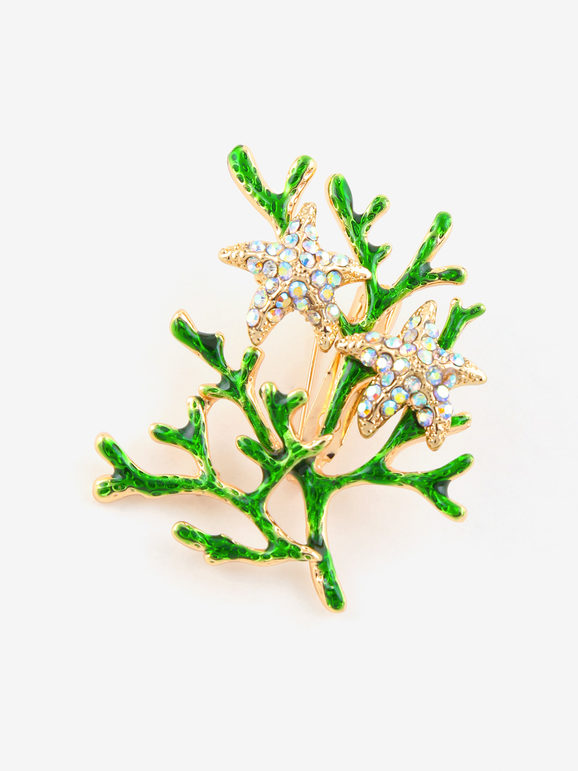 Broche de mujer con corales y estrellas de mar