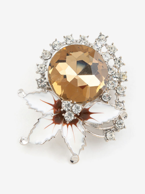 Brooch with flower and colored stone