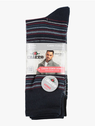 Calcetines cortos de algodón cálido para hombre, paquete de 3 pares
