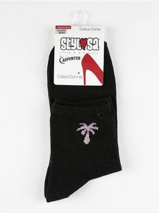 Calcetines cortos negros con decoración