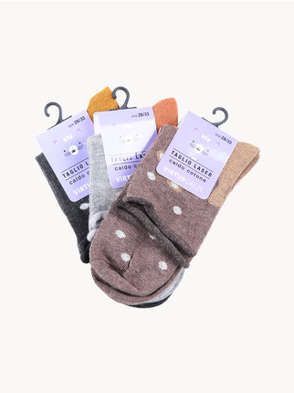 Calcetines cortos para niña en cálido algodón, pack de 3 pares