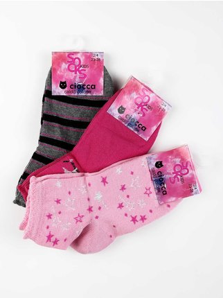 Calcetines cortos para niñas en cálido algodón 3 pares