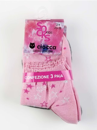 Calcetines cortos para niñas en cálido algodón 3 pares