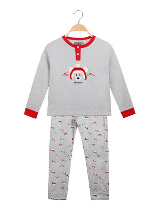 Cálidos pijamas navideños de algodón para niña.