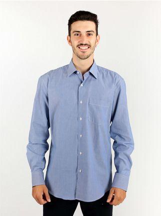 Camicia a righe con taschino  blu