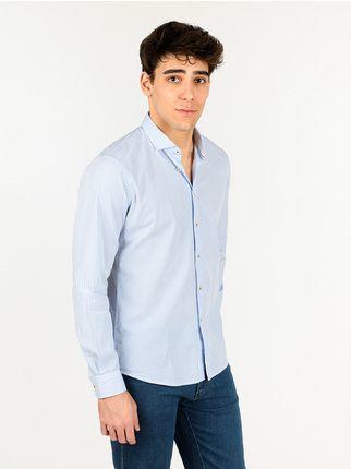 Camicia in cotone a righe azzurre