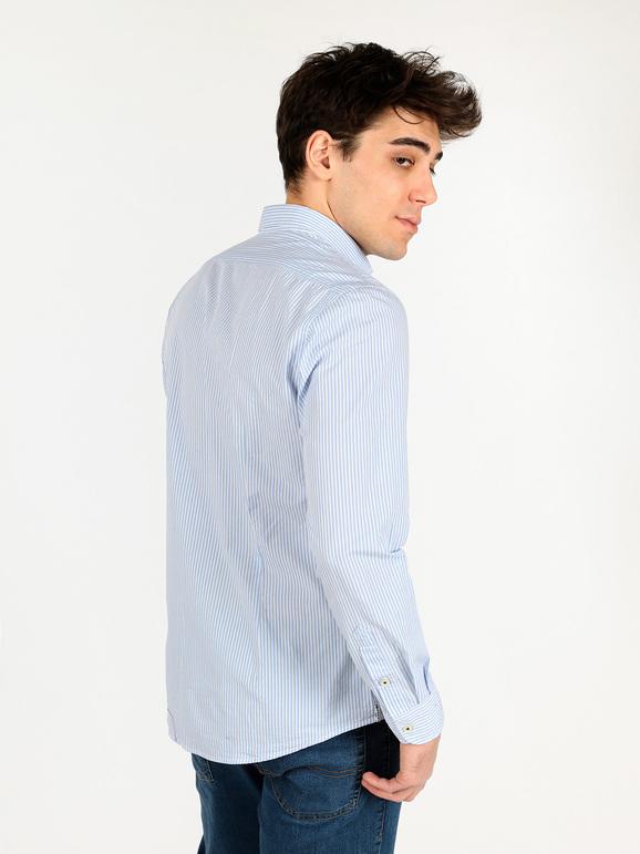 Camicia in cotone a righe azzurre