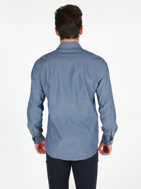 Camicia in cotone blu denim