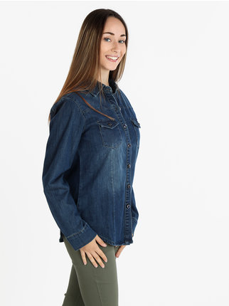Camicia in jeans con bottoni da donna