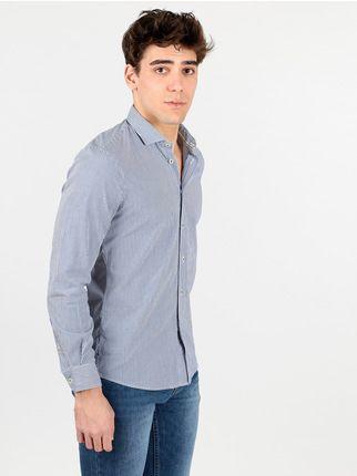 Camisa de algodón a rayas azules