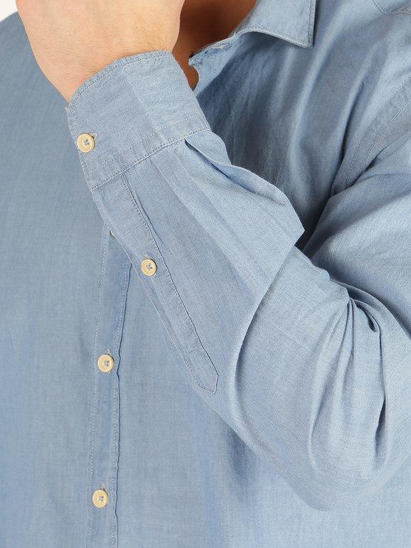 Camisa de algodón azul claro
