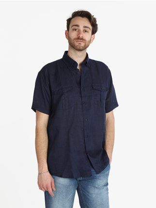 Camisa de hombre de lino de manga corta