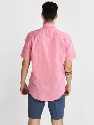 Camisa de hombre de manga corta en mezcla de lino