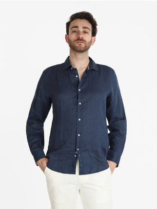 Camisa de lino de manga larga para hombre