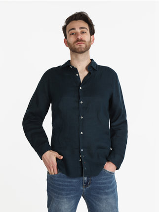 Camisa de lino de manga larga para hombre