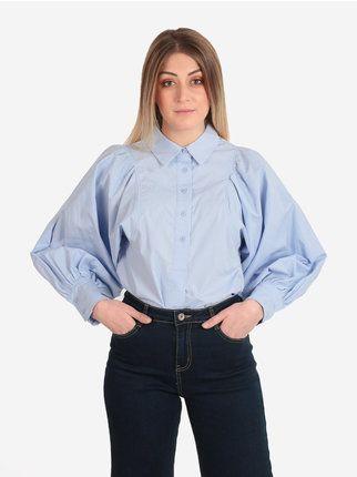 Camisa de mujer de algodón con mangas globo
