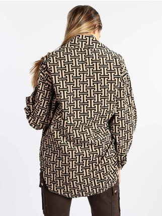 Camisa mujer maxi oversize en algodón aterciopelado