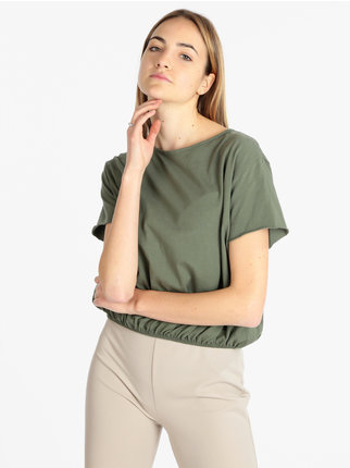 Camiseta cropped de mujer con elástico