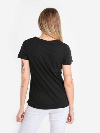 Camiseta de algodón con cuello de pico para mujer