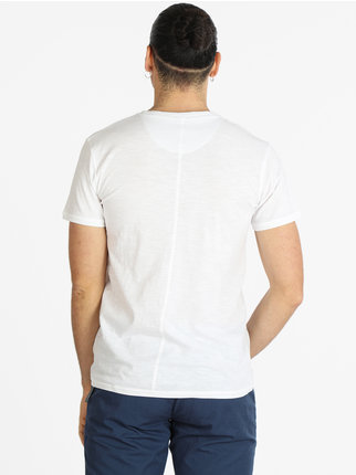 Camiseta de manga corta de algodón con bolsillo para hombre