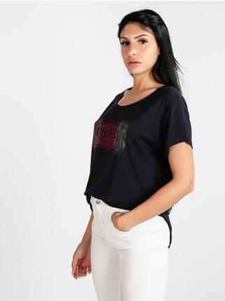 Camiseta de mujer con pedrería