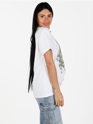 Camiseta de mujer de algodón con estampado.