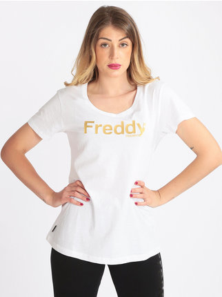 Camiseta de mujer de algodón con texto
