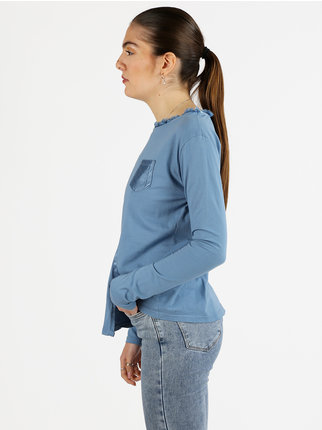Camiseta de mujer de manga larga con bolsillo