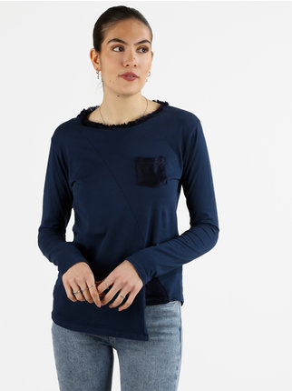 Camiseta de mujer de manga larga con bolsillo