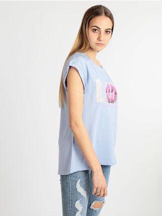 Camiseta de mujer maxi de algodón con escritura