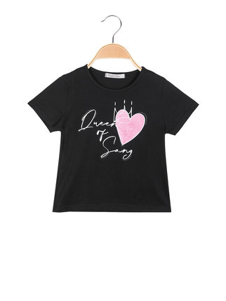 Camiseta de niña con estampado y pedrería