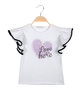 Camiseta de niña con mangas de volante y estampado de corazones
