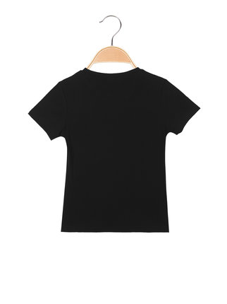 Camiseta de niña de canalé con inscripción de strass