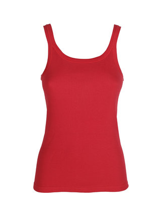 Camiseta de tirantes de canalé con cuello redondo para mujer