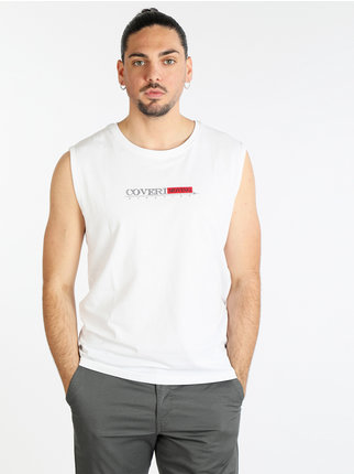 Camiseta de tirantes de hombre de algodón con texto