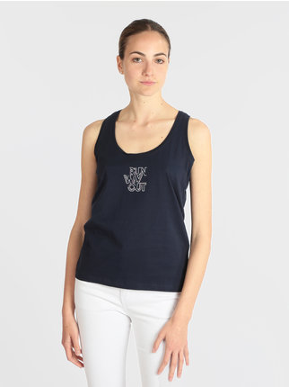Camiseta de tirantes deportiva de mujer con pedrería