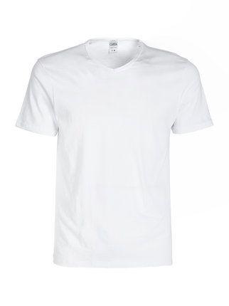 Camiseta interior de hombre con cuello de pico en algodón bielástico