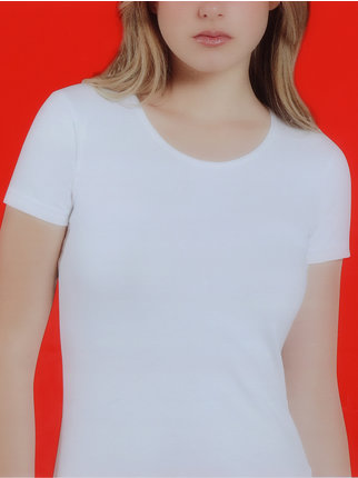 Camiseta interior de mujer de algodón con cuello redondo