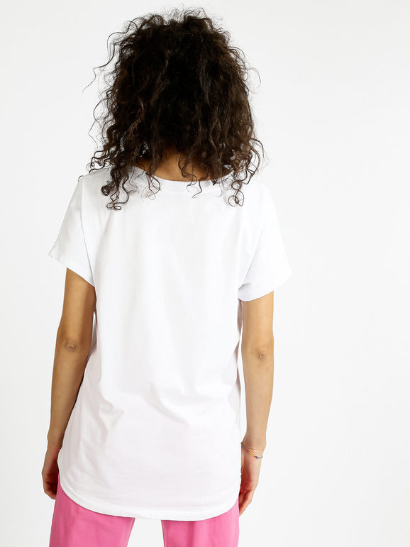 Camiseta larga de mujer con estampado de dibujo