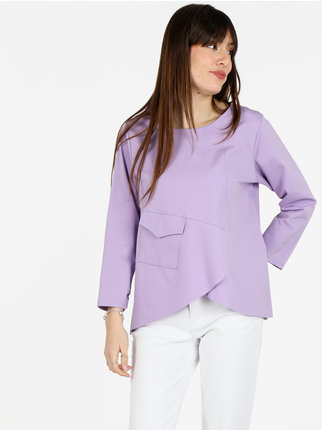 Camiseta mujer oversize con bolsillo