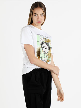 Camiseta oversize de mujer con estampado de dibujos